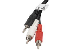 Lanberg Cable Audio Stéréo Mini Jack 3.5 mm Mâle vers 2 RCA Femelle 2 m Noir