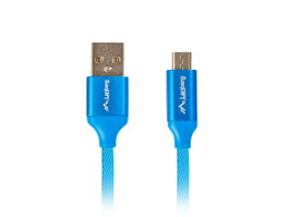 Lanberg Câble USB 2.0 Mâle Micro USB vers USB A, 1.8m, Bleu, Tissu Tressé