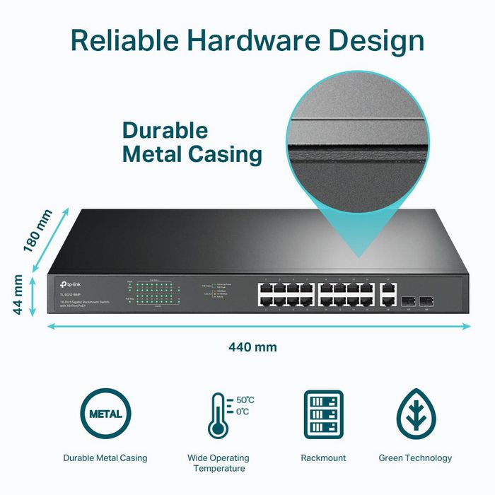 TP-Link TL-SG1218MP Switch Gigabit 18 ports (16 PoE+)