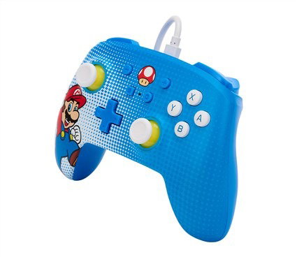 PowerA 1522660-01 - Manette avec câble améliorée officielle pour Nintendo Switch (Modèle OLED et standard) - Design Mario Pop Art, boutons programmables, port audio, câble USB-C 3m