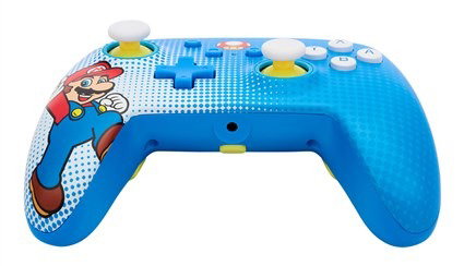 PowerA 1522660-01 - Manette avec câble améliorée officielle pour Nintendo Switch (Modèle OLED et standard) - Design Mario Pop Art, boutons programmables, port audio, câble USB-C 3m