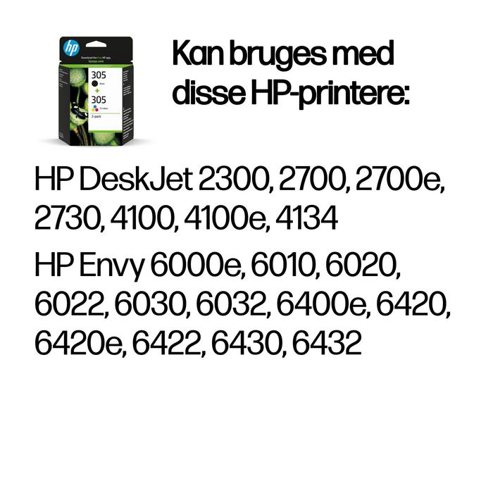 HP - Lot de 2 cartouches d'encre originale 305 (Couleurs + Noir) pour imprimantes DeskJet 2300, 2700, ENVY 6000, 6400 - 3 couleurs et 1 noir