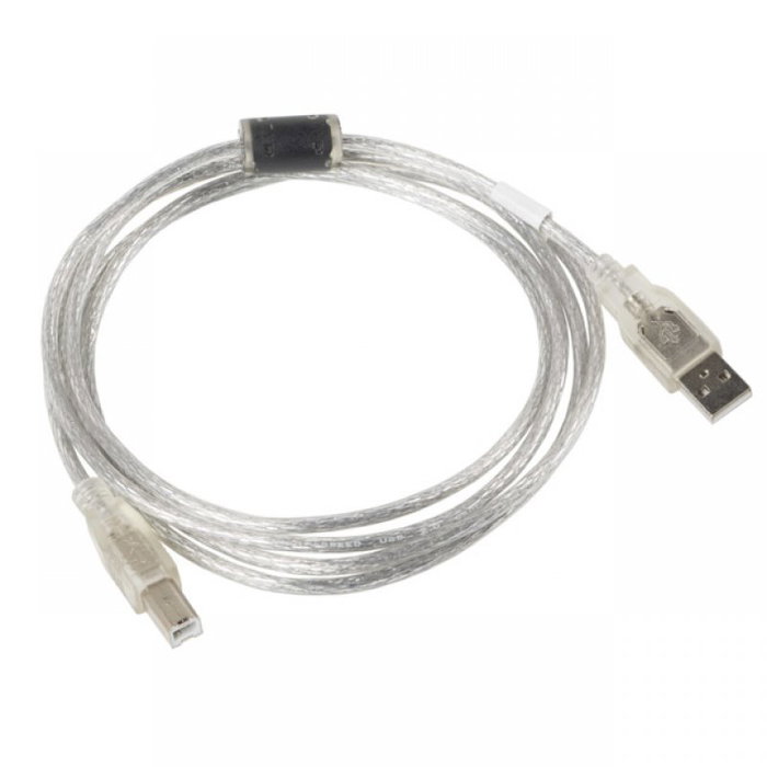 Lanberg CA-USBA-12CC-0018-TR Câble USB 2.0 Type B Mâle vers USB A Mâle 1,8 m avec Connecteurs Dorés Transparent