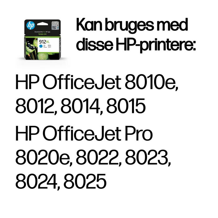 HP Cartouche d'encre 912XL Cyan authentique - Grande capacité (env. 825 pages) - Compatible OfficeJet 8010e, 8012, 8014, 8015, Pro 8020e, 8022, 8023, 8024, 8025