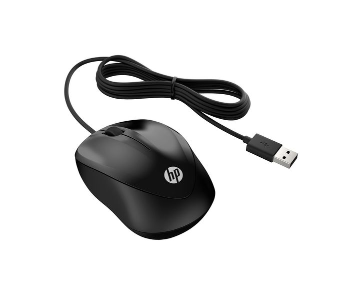 HP Souris filaire 1000 - Souris ergonomique avec câble de 1.5 m, 3 boutons, molette et précision de 1200 dpi pour un usage confortable toute la journée