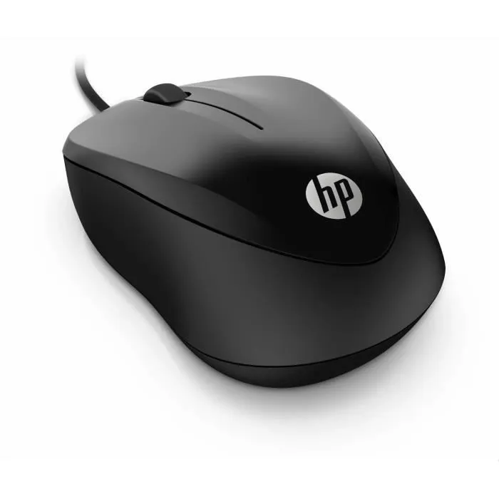 HP Souris Filaire 1000 - Noir, Ambidextre, 1200 DPI, 3 Boutons et Molette de Défilement pour un Contrôle et un Confort Optimaux