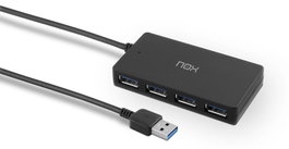 Nox Hub USB 3.0 4 Ports Noir - Hub One avec vitesse de transfert rapide pour ordinateur portable et PC