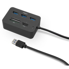 Nox NXLITERDRONE Lecteur de cartes et Hub USB 3.0, multilecteur SD/SDHC/M2/Micro SD, 3 ports USB 3.0, compact
