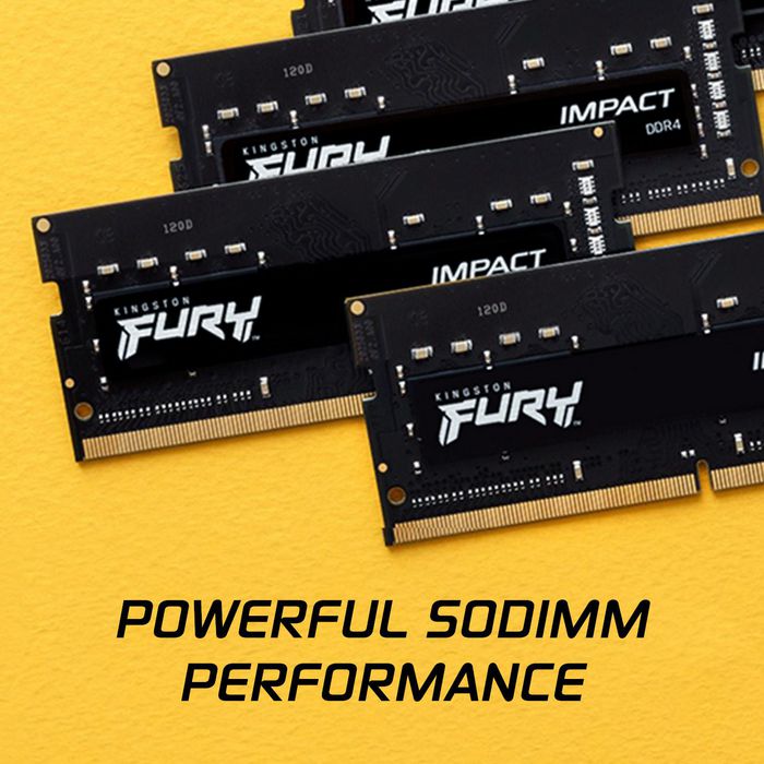 Kingston FURY Impact - Kit de mémoire DDR4 SODIMM 16 Go (2x8 Go) 3200 MHz CL20 1.2 V - Overclocking Plug & Play, compatible XMP Intel et AMD Ryzen