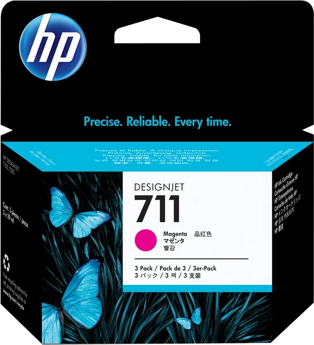 HP Lot de 3 cartouches d'encre 711 magenta CZ135A