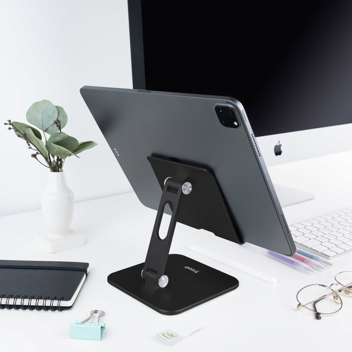 TooQ Support de Bureau pour Tablette 13 Pouces Noir en Aluminium Réglable avec Patins Antidérapants TooQ Support de Bureau pour Tablette 13 Pouces Noir en Aluminium Réglable avec Patins Antidérapants