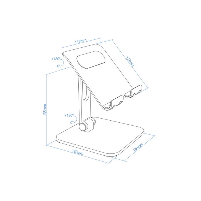 TooQ Support de Bureau pour Tablette 13 Pouces Noir en Aluminium Réglable avec Patins Antidérapants TooQ Support de Bureau pour Tablette 13 Pouces Noir en Aluminium Réglable avec Patins Antidérapants