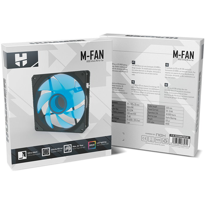 Nox Ventilateur Hummer M-FAN 120x120 mm ARGB Silencieux 1200 RPM Nox Ventilateur Hummer M-FAN 120x120 mm ARGB Silencieux 1200 RPM