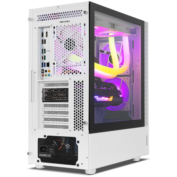Nox Hummer Nemesis NXHUMMERNMSSWH Boîtier PC Gaming Semi-Tour blanche, ARGB, Panneaux en Verre Trempé, USB 3.0