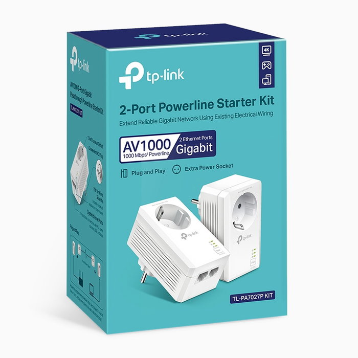 TP-Link TL-PA7027P Kit CPL AV1000 Gigabit adaptateur Powerline 2 ports TP-Link TL-PA7027P Kit CPL AV1000 Gigabit adaptateur Powerline 2 ports