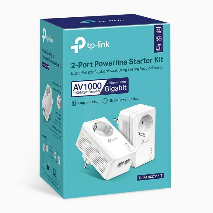 TP-Link Kit CPL TL-PA7027P - 2 Adaptateurs Gigabit HomePlug AV2 jusqu'à 1000 Mbps, 2 Ports Ethernet, Branchez et Utilisez TP-Link Kit CPL TL-PA7027P - 2 Adaptateurs Gigabit HomePlug AV2 jusqu'à 1000 Mbps, 2 Ports Ethernet, Branchez et Utilisez