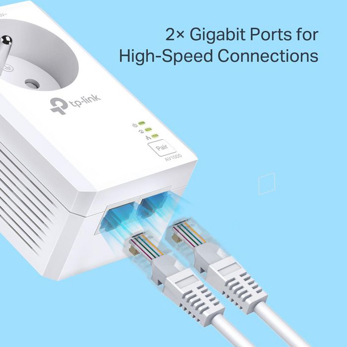 TP-Link Kit CPL TL-PA7027P - 2 Adaptateurs Gigabit HomePlug AV2 jusqu'à 1000 Mbps, 2 Ports Ethernet, Branchez et Utilisez TP-Link Kit CPL TL-PA7027P - 2 Adaptateurs Gigabit HomePlug AV2 jusqu'à 1000 Mbps, 2 Ports Ethernet, Branchez et Utilisez