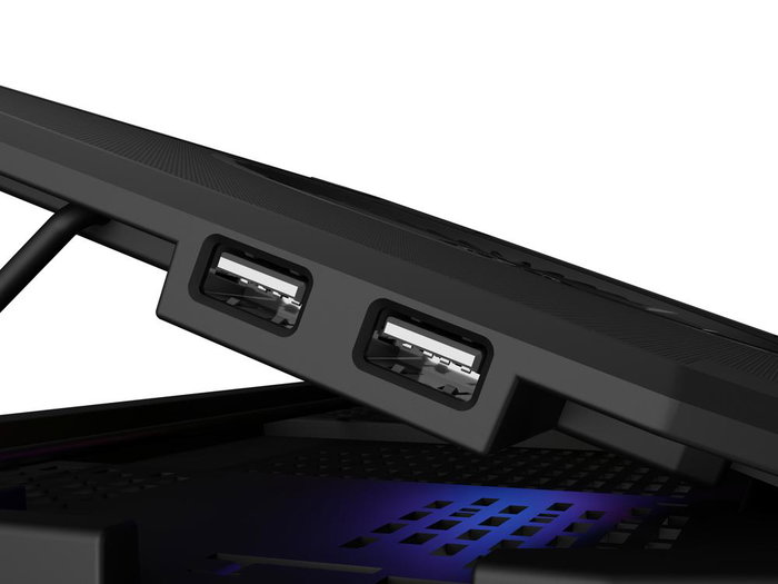 Genesis Base Refroidisseur pour Ordinateur Portable Oxid 850 RGB 5 Ventilateurs Réglable Jusqu'à 17.3 Pouces Noir
