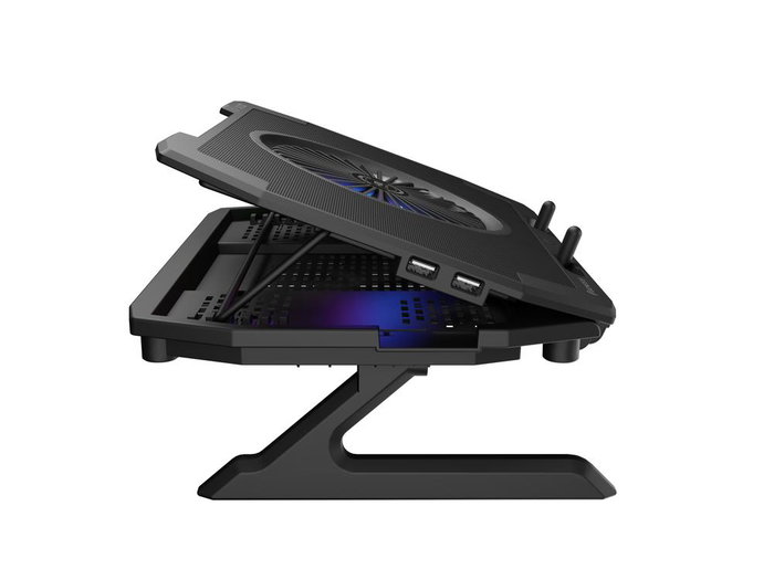 Genesis Base Refroidisseur pour Ordinateur Portable Oxid 850 RGB 5 Ventilateurs Réglable Jusqu'à 17.3 Pouces Noir
