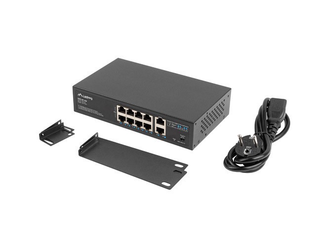Lanberg Switch 10 Ports 100Mb 8x PoE+ 2x Gigabit, Montage Rack 10/19 Pouces, Non Administrable