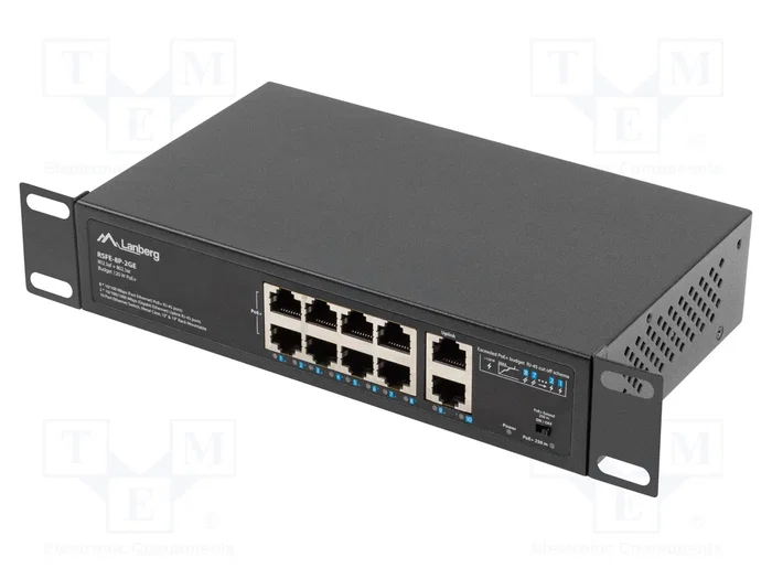 LANBERG RSFE-8P-2GE-120 Switch Ethernet 8 ports PoE+ et 2 ports Gigabit