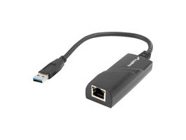 Lanberg Adaptateur USB 3.0 vers RJ45 Gigabit Ethernet, Noir, 15 cm