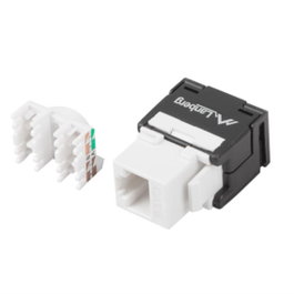 Lanberg KSU6-2000 Keystone Connecteur RJ45 Femelle Cat.6 UTP Plat - Noir/Blanc