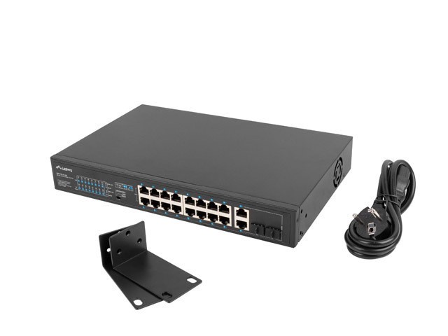 Lanberg Switch 18 Ports 100Mb 16x PoE+ 2x Combo Uplink Gigabit SFP Rack 19" 1U
