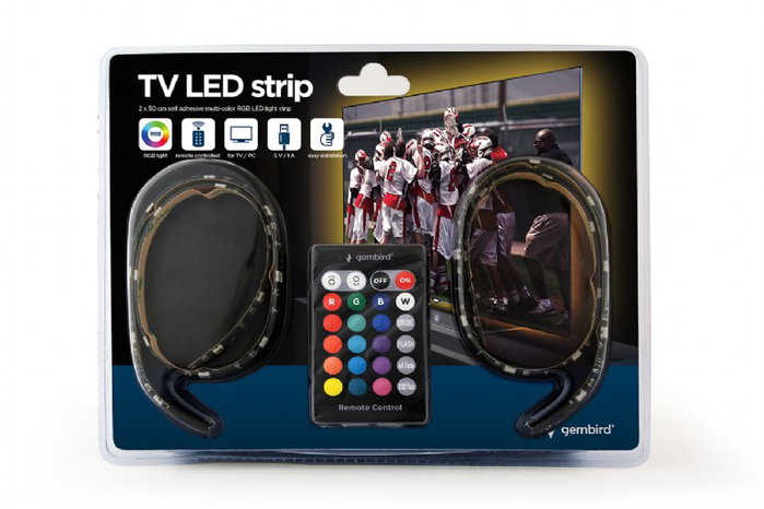 Gembird Ruban LED avec connecteur USB 2x50cm pour table gaming ou TV