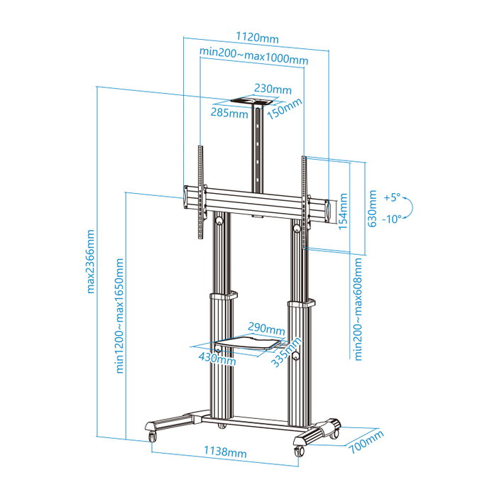 Support de TV TooQ Partenón 60-100" 60" 100" 100 kg
