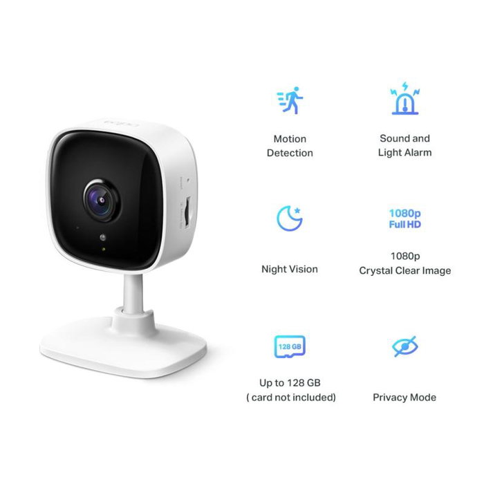 TP-Link Tapo C110 Caméra IP de Surveillance Intérieure Full HD 1080p avec Détection de Personne, Vision Nocturne et Audio Bidirectionnel