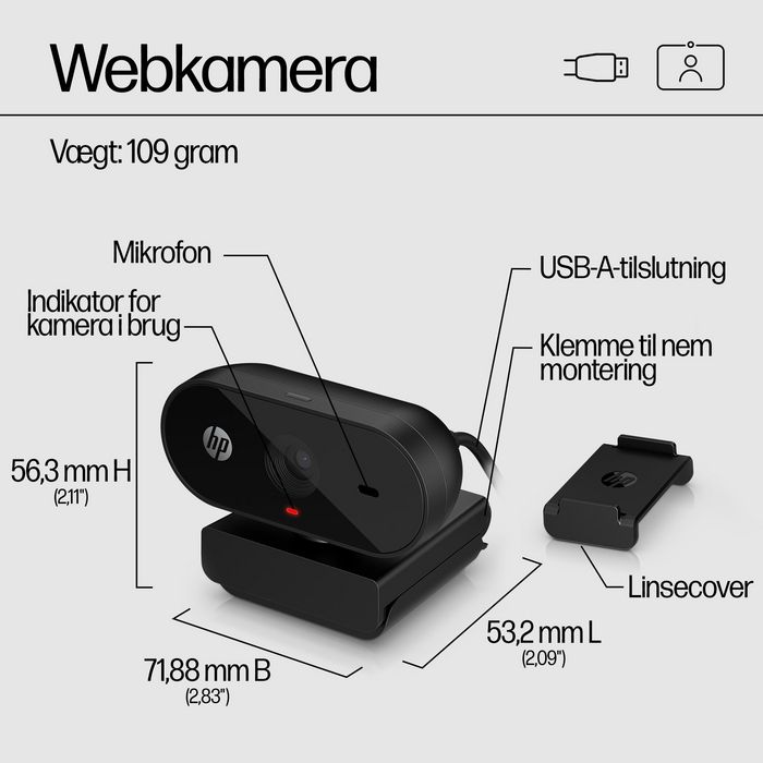HP Webcam 320 FHD 1080p avec grand angle, micro intégré, obturateur de confidentialité et compatibilité Chromebook HP Webcam 320 FHD 1080p avec grand angle, micro intégré, obturateur de confidentialité et compatibilité Chromebook