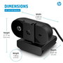 HP Webcam 320 FHD 1080p avec grand angle, micro intégré, obturateur de confidentialité et compatibilité Chromebook