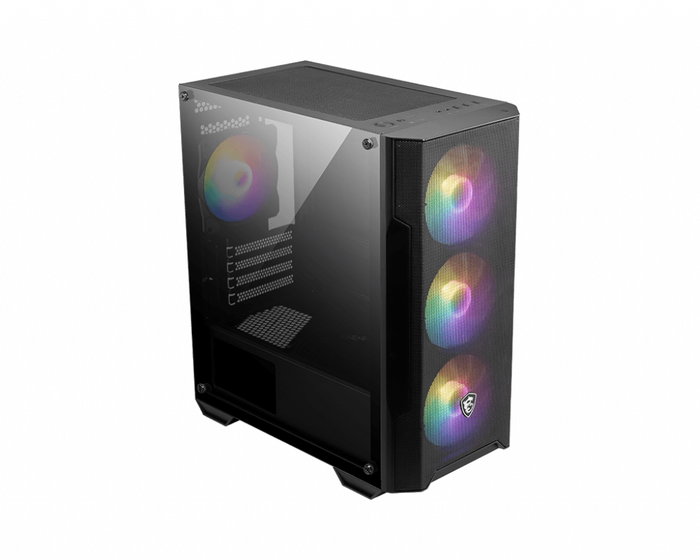 MSI MAG Forge M100A Boîtier PC Gaming Micro-ATX, Panneau avant mesh, Fenêtre latérale, RGB, 3 ventilateurs 120mm, Noir