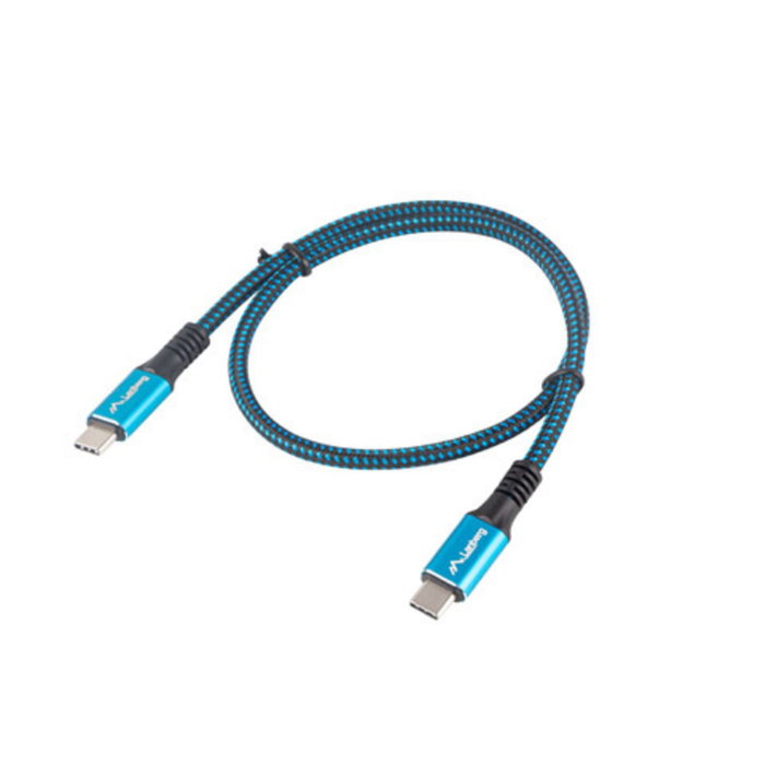 Lanberg CA-CMCM-45CU-0005-BK Câble USB C vers USB C USB4 40 Gbit/s 0,5 m Power Delivery 100 W Noir/Bleu