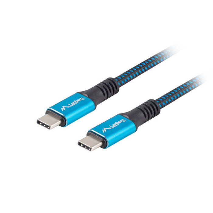 Lanberg CA-CMCM-45CU-0012-BK Câble USB-C vers USB-C 1,2 m USB4 Gen 2x2 100W Noir Bleu