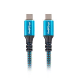 Lanberg CA-CMCM-45CU-0012-BK Câble USB-C vers USB-C 1,2 m USB4 Gen 2x2 100W Noir Bleu