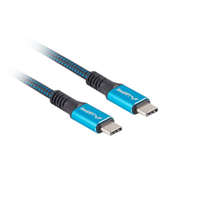 Lanberg CA-CMCM-45CU-0012-BK Câble USB-C vers USB-C 1,2 m USB4 Gen 2x2 100W Noir Bleu