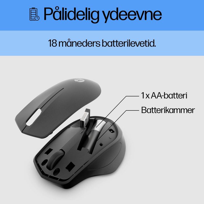 HP Souris Sans Fil Silent 280M - Clics Silencieux, Autonomie 18 Mois, Ergonomique, Bluetooth pour Ordinateur Portable et PC