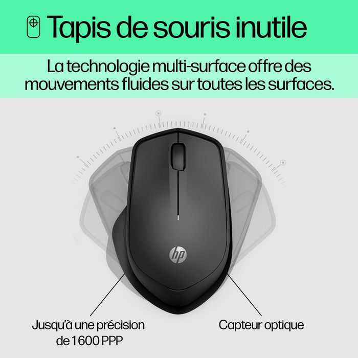 HP Souris Sans Fil Silent 280M - Clics Silencieux, Autonomie 18 Mois, Ergonomique, Bluetooth pour Ordinateur Portable et PC