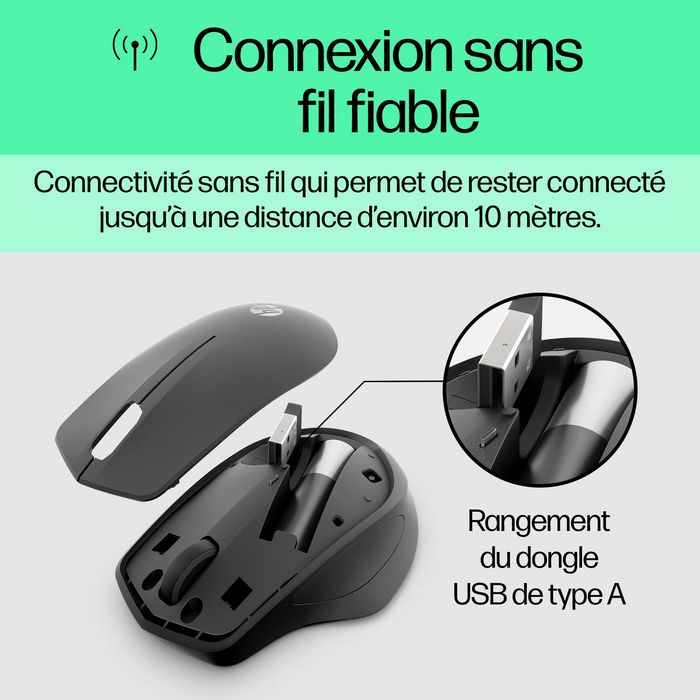 HP Souris Sans Fil Silent 280M - Clics Silencieux, Autonomie 18 Mois, Ergonomique, Bluetooth pour Ordinateur Portable et PC