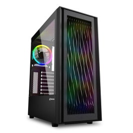 Sharkoon Wave ATX Boîtier PC Gaming Bureau Noir RGB Ventilateurs 120mm USB 3.2 Verre Trempé