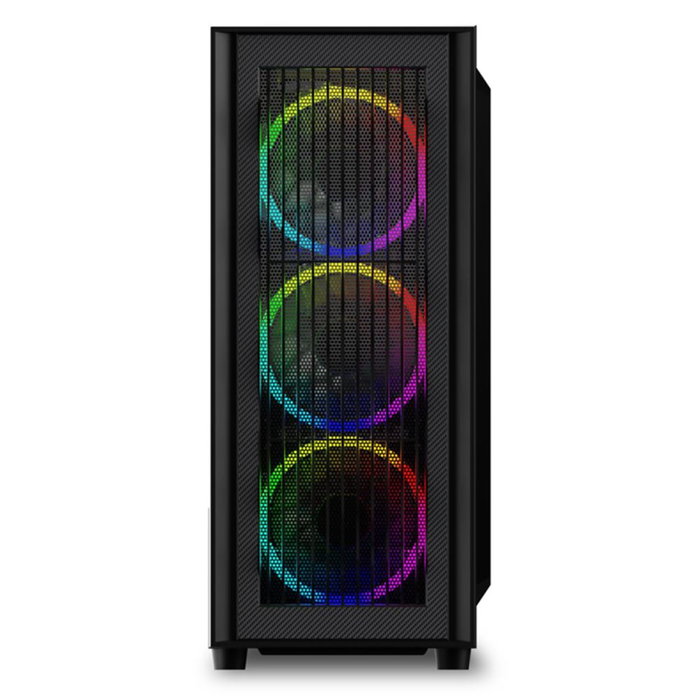 Sharkoon Wave ATX Boîtier PC Gaming Bureau Noir RGB Ventilateurs 120mm USB 3.2 Verre Trempé