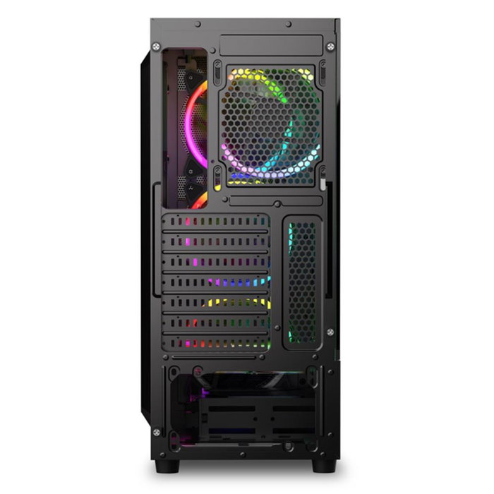Sharkoon Wave ATX Boîtier PC Gaming Bureau Noir RGB Ventilateurs 120mm USB 3.2 Verre Trempé