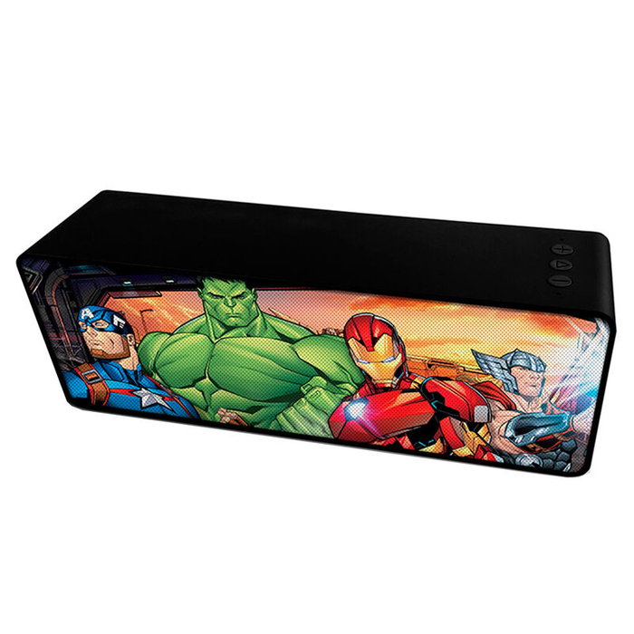 Marvel Avengers - Haut-parleur portable sans fil Bluetooth Vengadores, 10W RMS, batterie 2000mAh, USB, AUX, microSD, mains libres