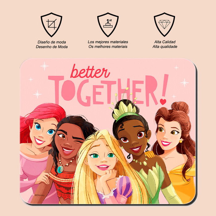 ERT GROUP Tapis de souris antidérapant en mousse avec motif Princesses Disney pour confort main et poignet - 22 x 18 cm