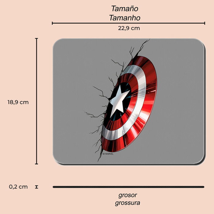 ERT GROUP Tapis de souris gamer Marvel Captain America avec surface anti-dérapante, 22x18 cm