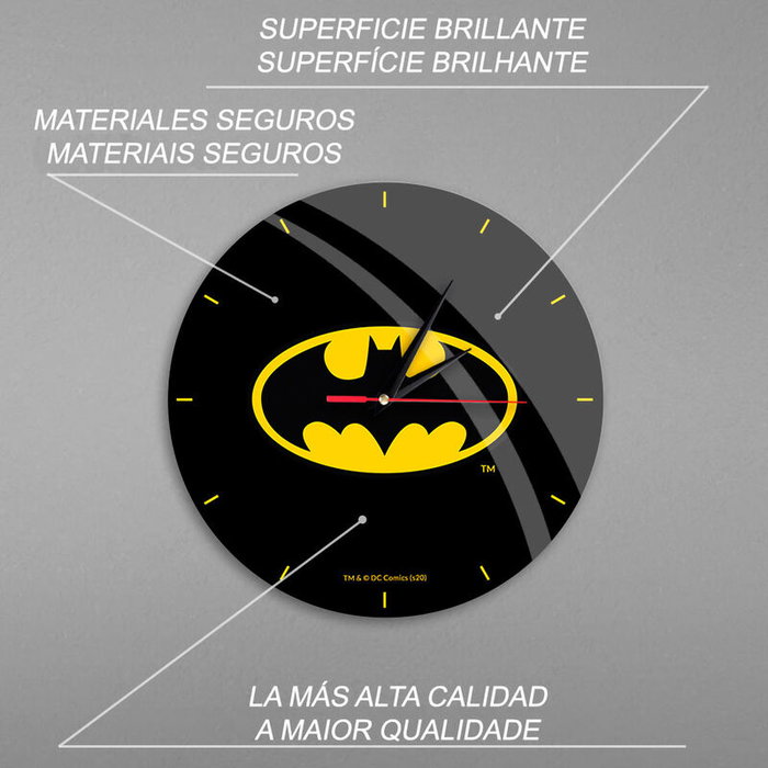 ERT GROUP Horloge murale Batman DC Comics avec cadran réfléchissant - Mécanisme silencieux - Diamètre 30,5 cm - Alimentation par pile AA ERT GROUP Horloge murale Batman DC Comics avec cadran réfléchissant - Mécanisme silencieux - Diamètre 30,5 cm - Alimentation par pile AA