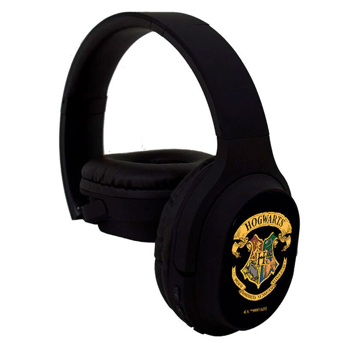 Harry Potter Casque audio sans fil Hogwarts Bluetooth 5.0 avec microphone HD, design pliable, batterie 500mAh et lecteur MP3 intégré