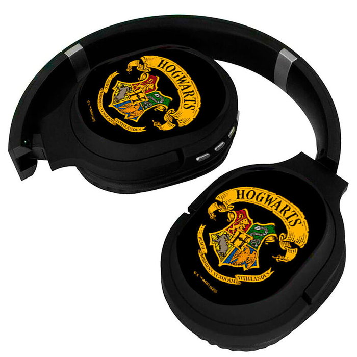Harry Potter Casque audio sans fil Hogwarts Bluetooth 5.0 avec microphone HD, design pliable, batterie 500mAh et lecteur MP3 intégré